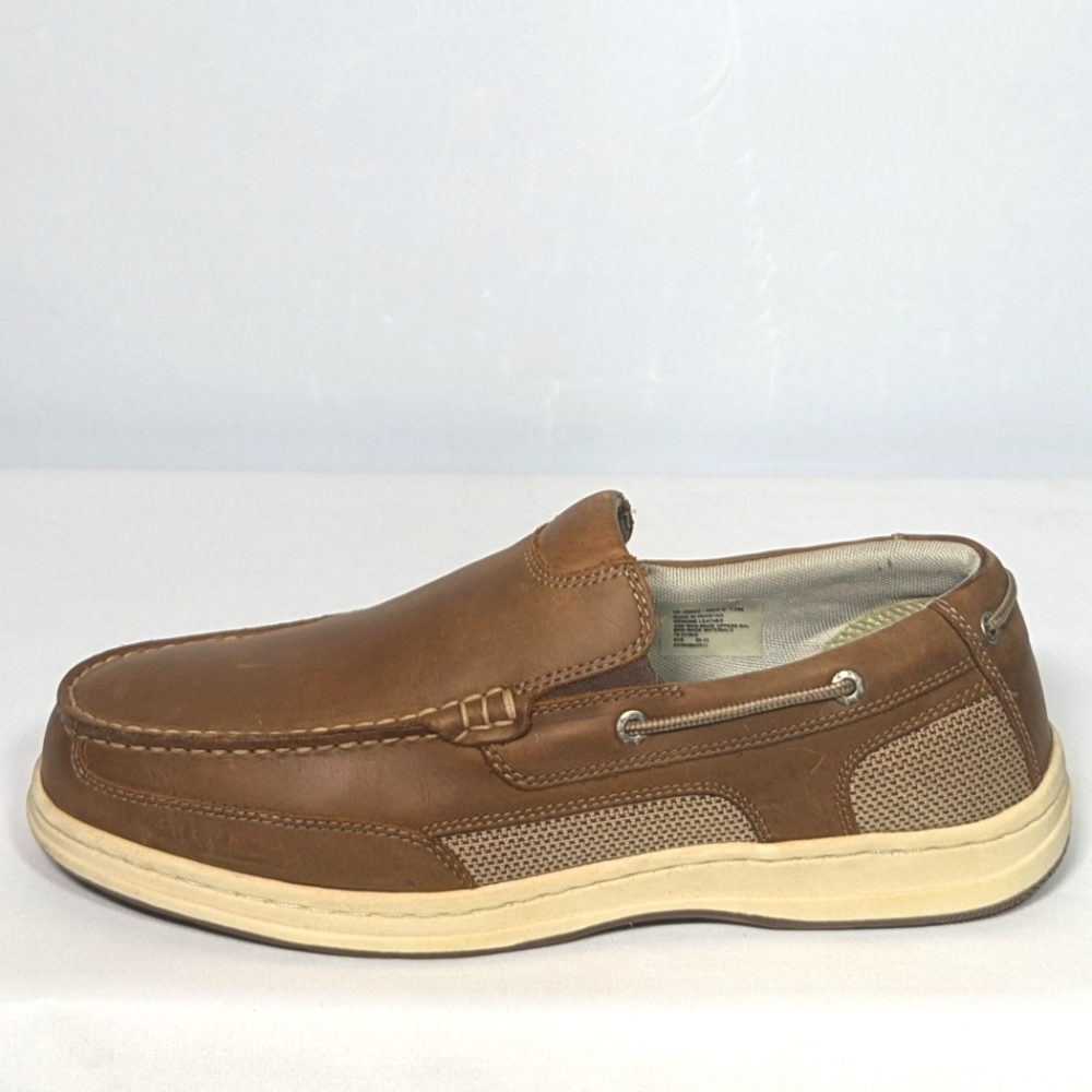 NEW Dockers Mens Leather Tiller Boat Shoe Sz 12 tan
